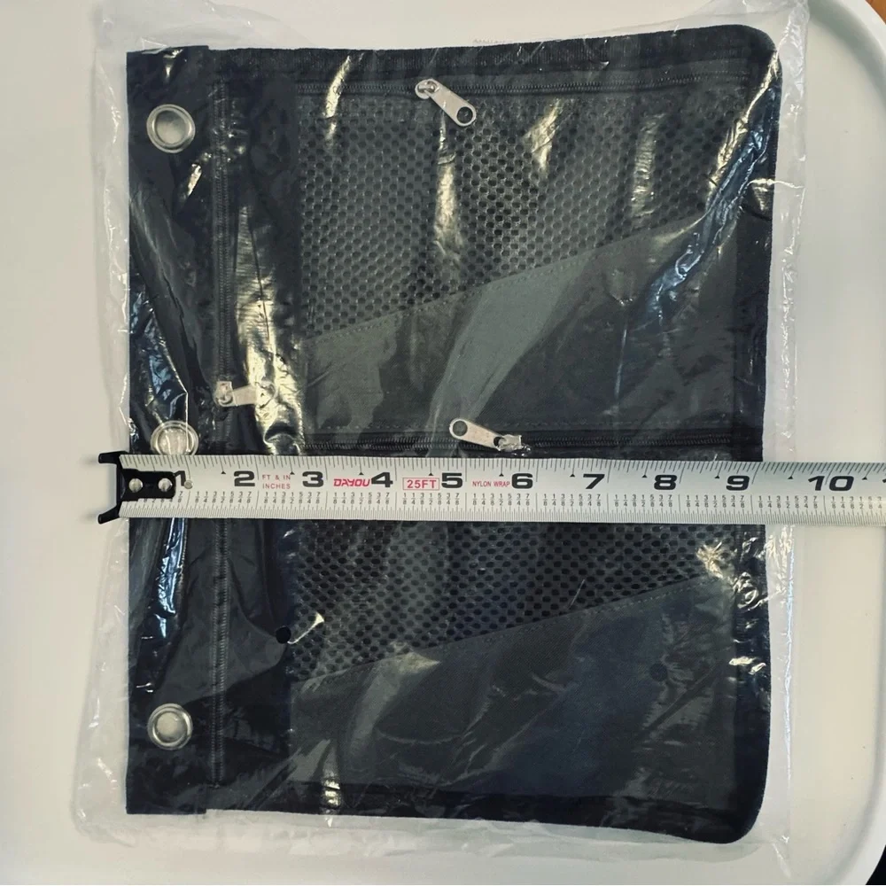 NEW Gray & Black Expandable Binder Pencil Pouch